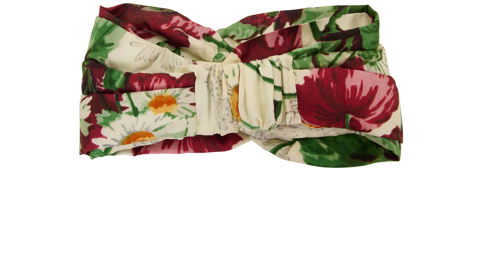 Gucci Floral Headband, &pound;110, Accessories, Green/Red/White, Silk, Back view